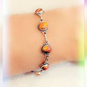 Spiny Oyster Turquoise 925 Sterling Silver Bracelet